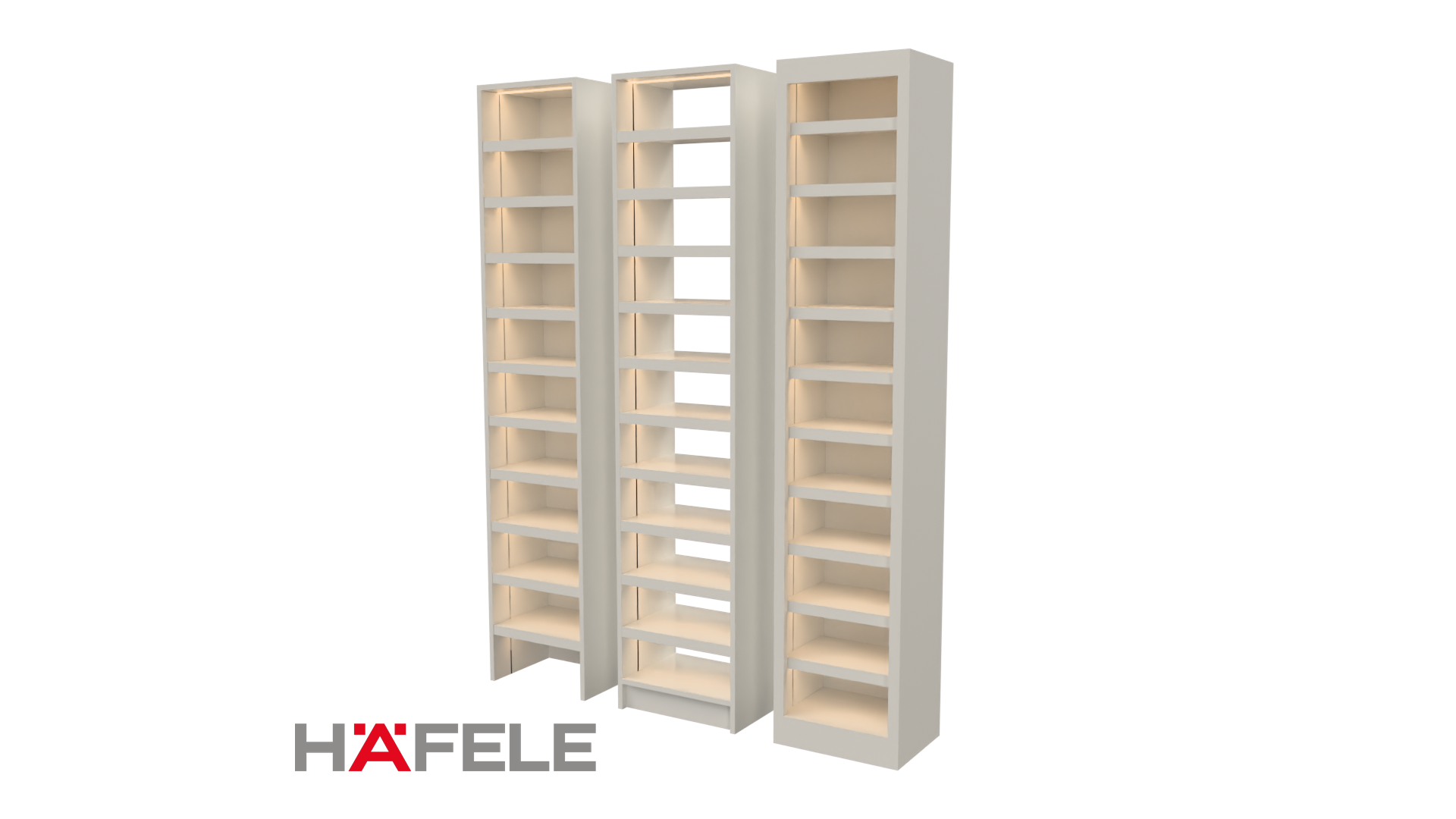 Front view of Häfele Adjustable Shelf Lighting System file for Mozaik Software