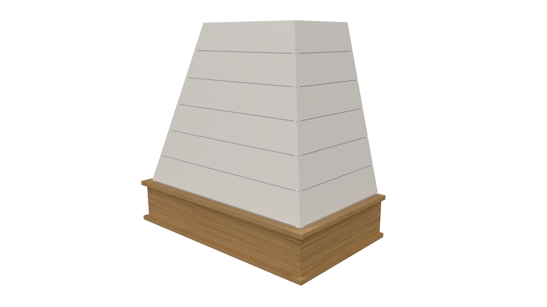 Front: Front view of Compound Taper Shiplap range hood file for Mozaik Software