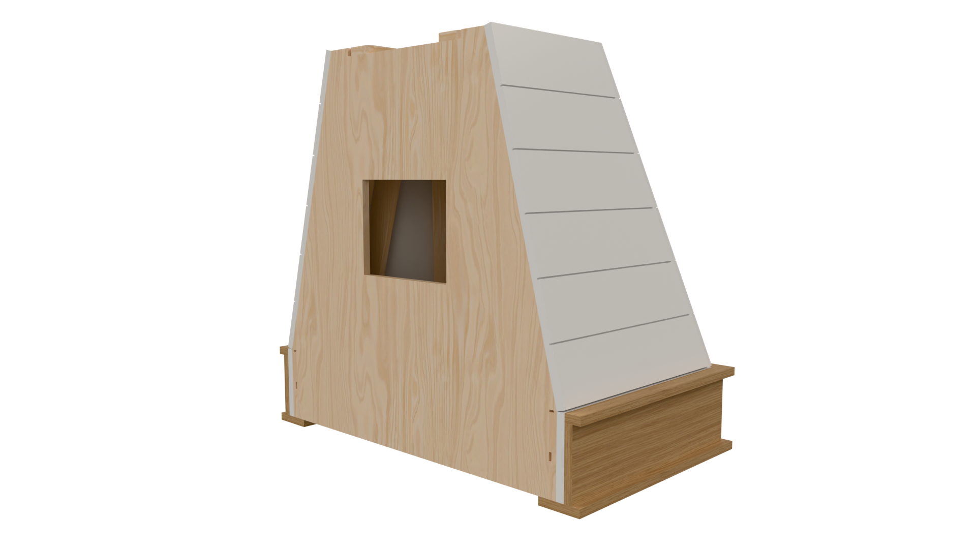 Rear: Rear view of Compound Taper Shiplap parametric hood file for Mozaik Software