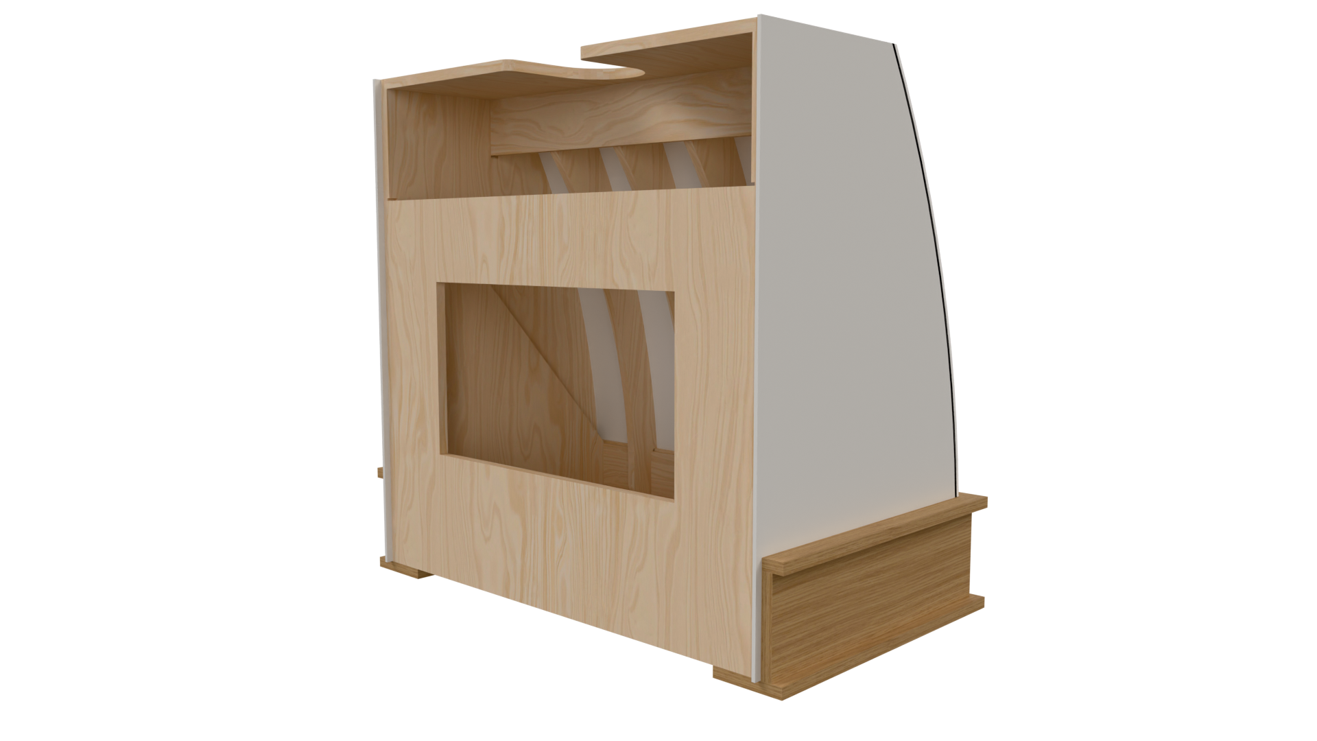 Rear: Rear view of Ballast style parametric hood file for Mozaik Software