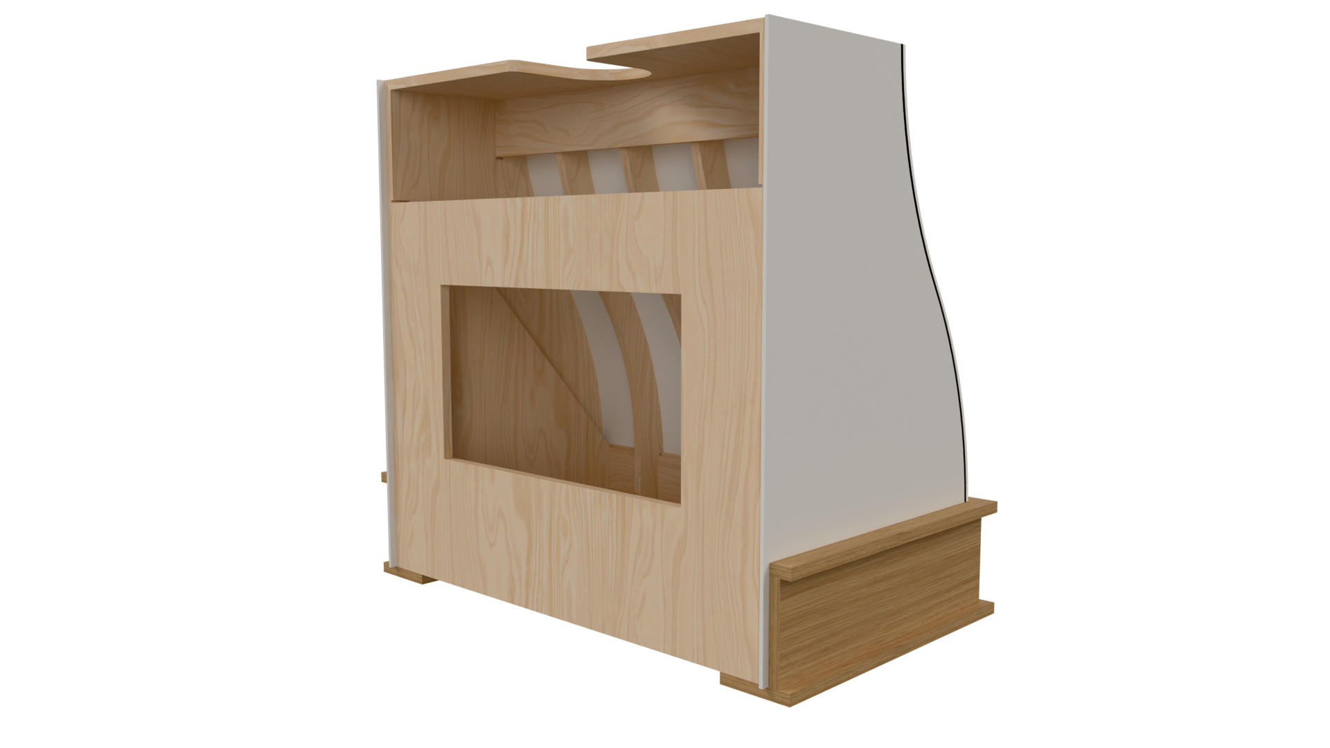 Rear: Rear view of Bell Straight parametric hood file for Mozaik Software