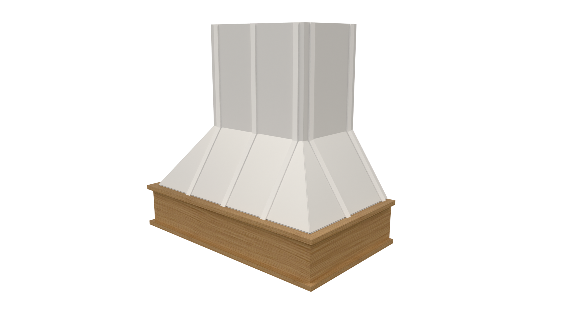 Front: Front view of Compound Step Tapered range hood file for Mozaik Software