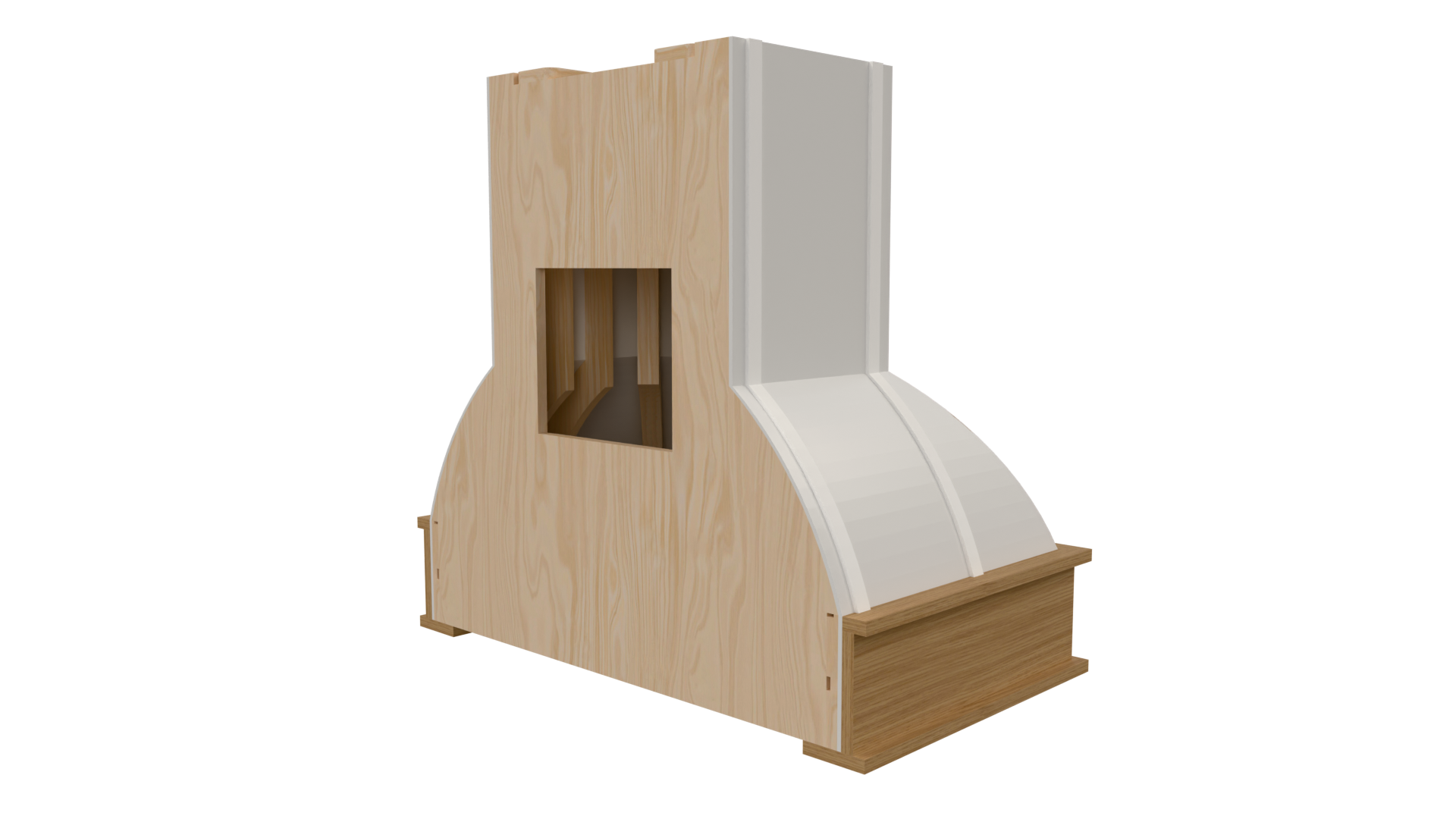 Rear: Rear view of Compound Step Ballast parametric hood file for Mozaik Software