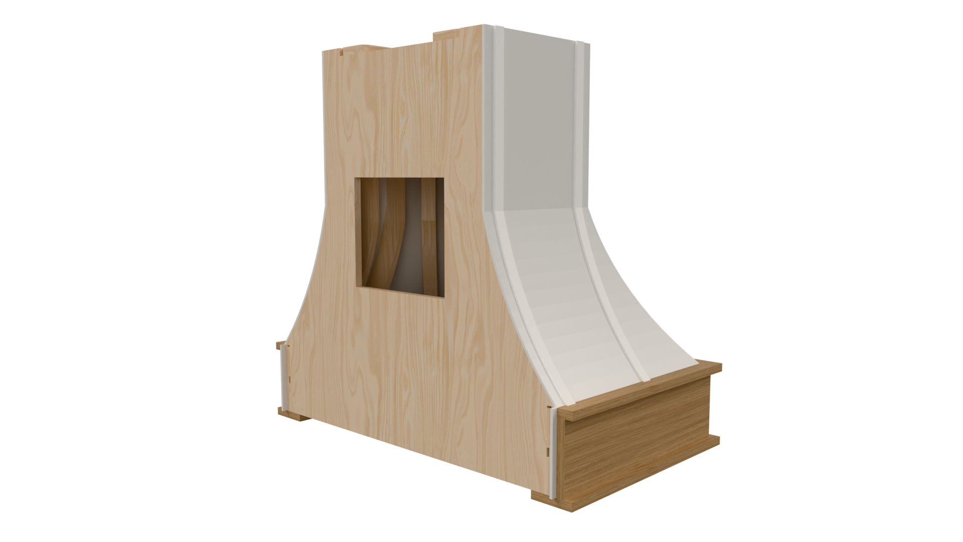 Rear: Rear view of Compound Step Curved parametric hood file for Mozaik Software