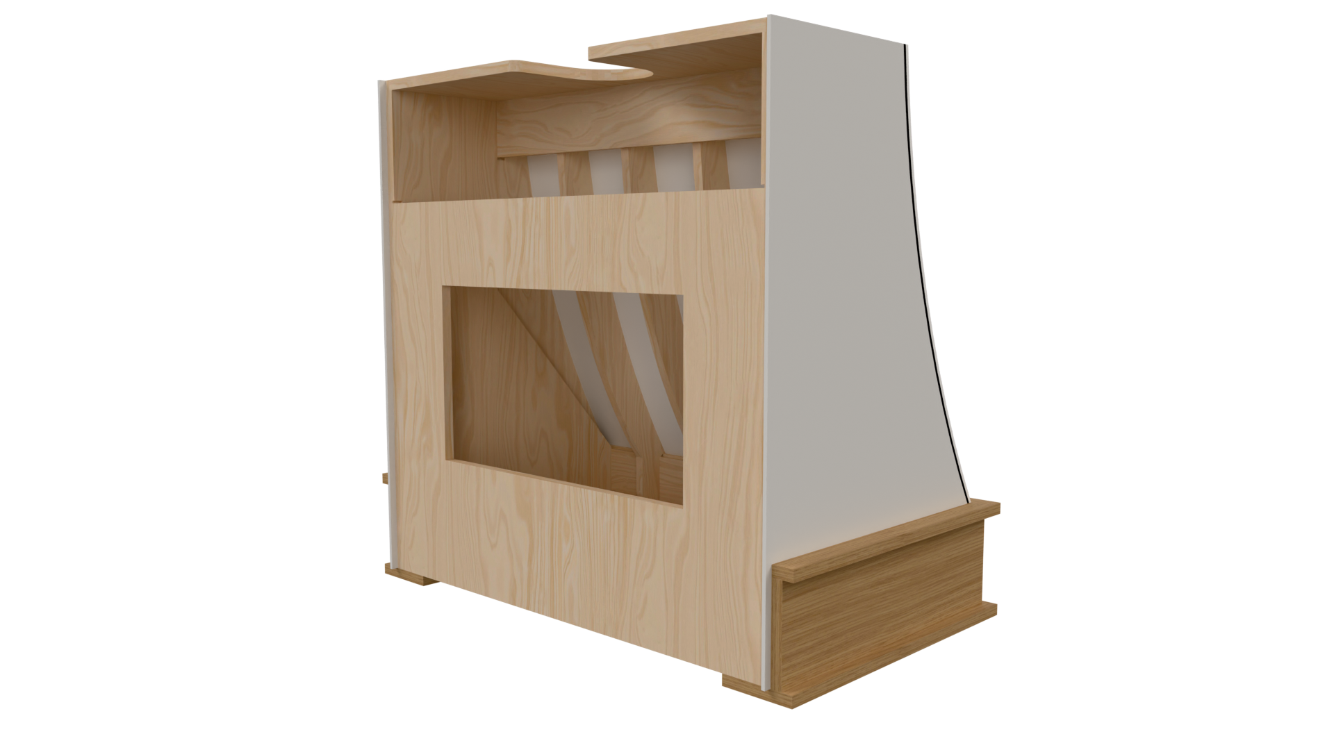 Rear: Rear view of Curved style parametric hood file for Mozaik Software