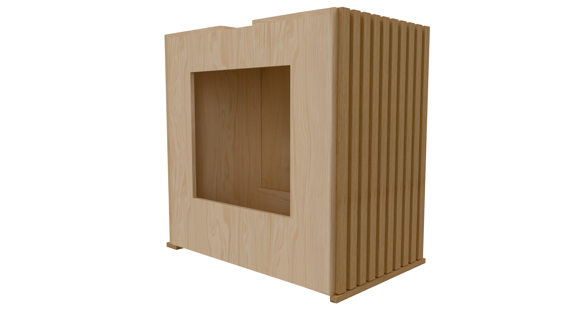 Rear: Rear view of Vertical Slat parametric hood file for Mozaik Software