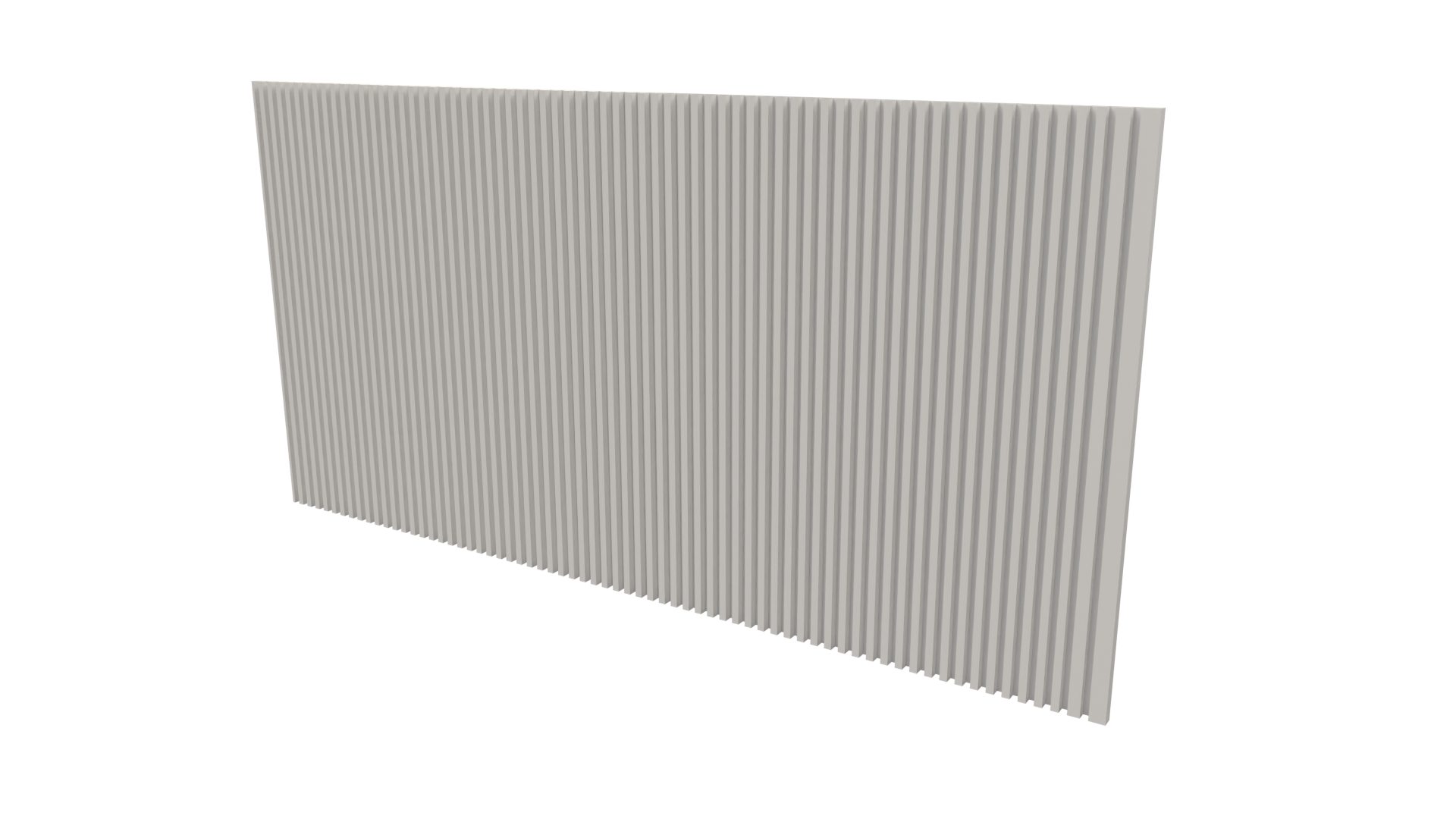 Front view of kerfed plywood panel designed in Mozaik Software, showing evenly spaced kerf cuts for CNC machining.