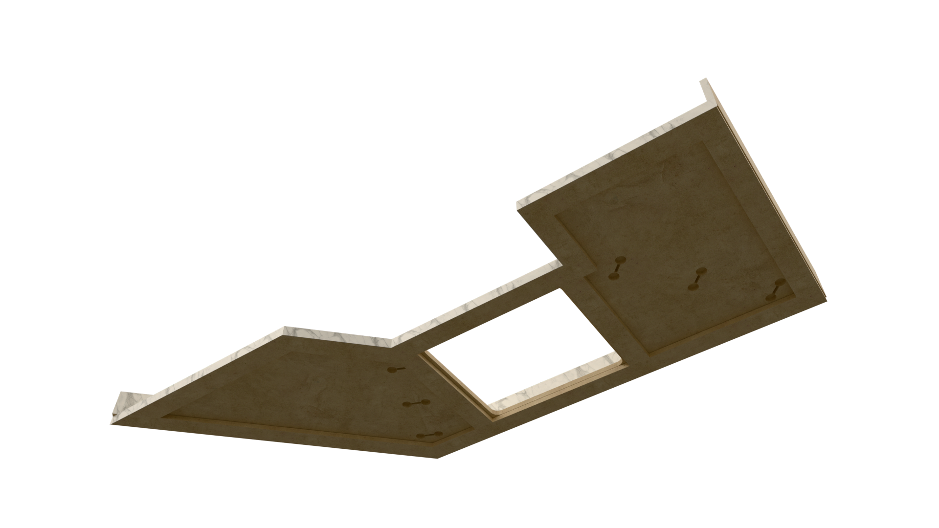 Laminate countertop bottom view showing customizable parameters in Mozaik Software