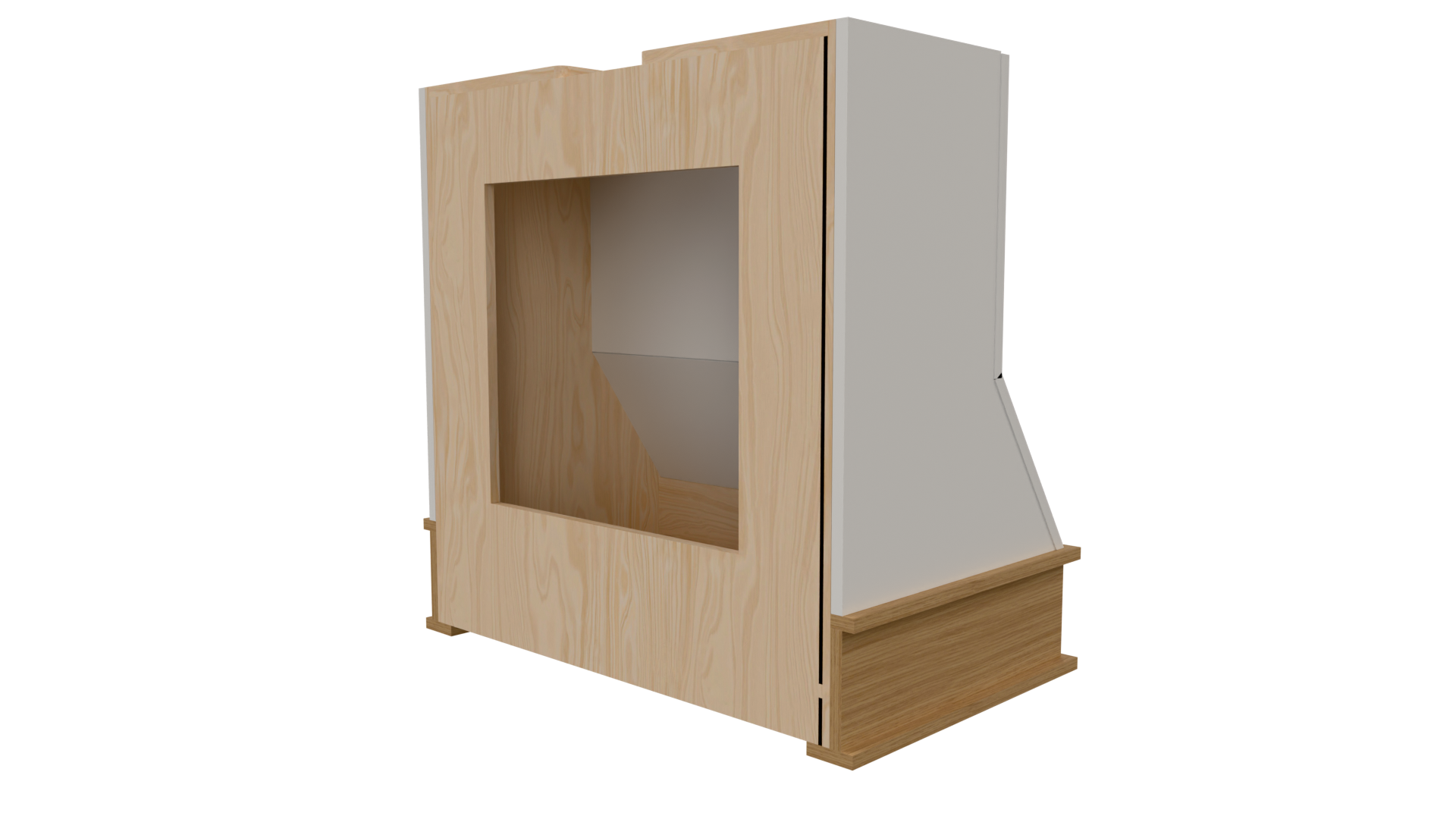 Rear: Rear view of Stepped Taper MDF Door parametric hood file for Mozaik Software