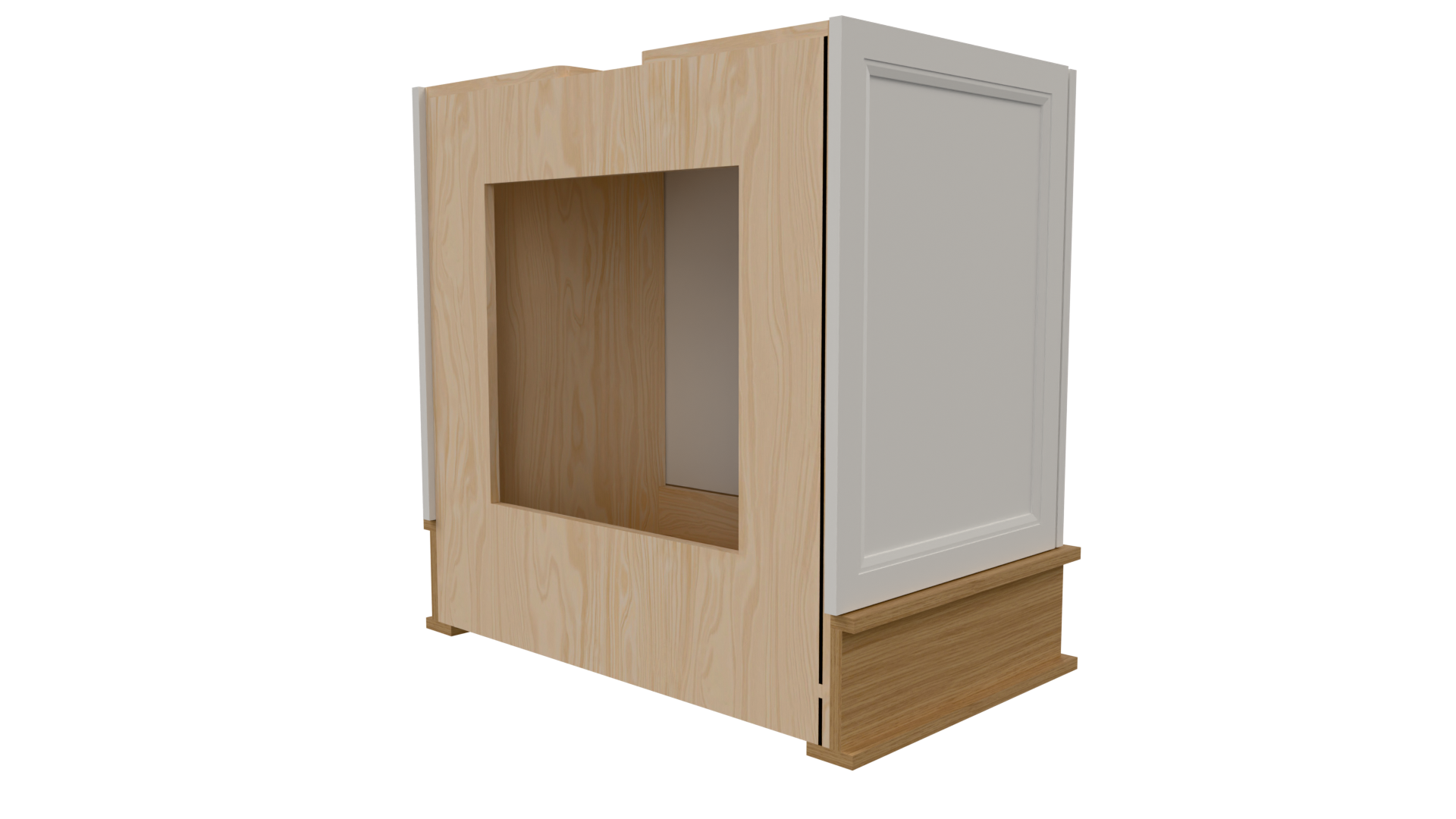 Rear: Rear view of Flat MDF Door parametric hood file for Mozaik Software
