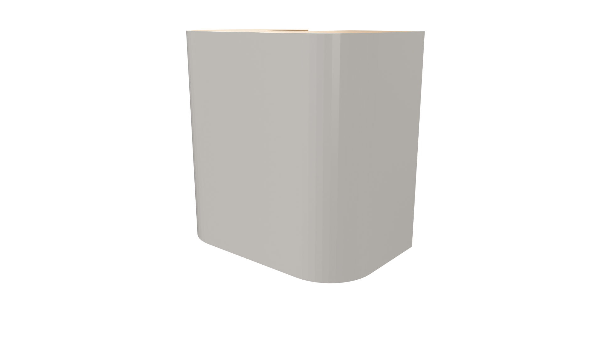 Front view of Rounded Flat Range Hood designed in Mozaik Software, showing smooth continuous curve and clean modern silhouette.