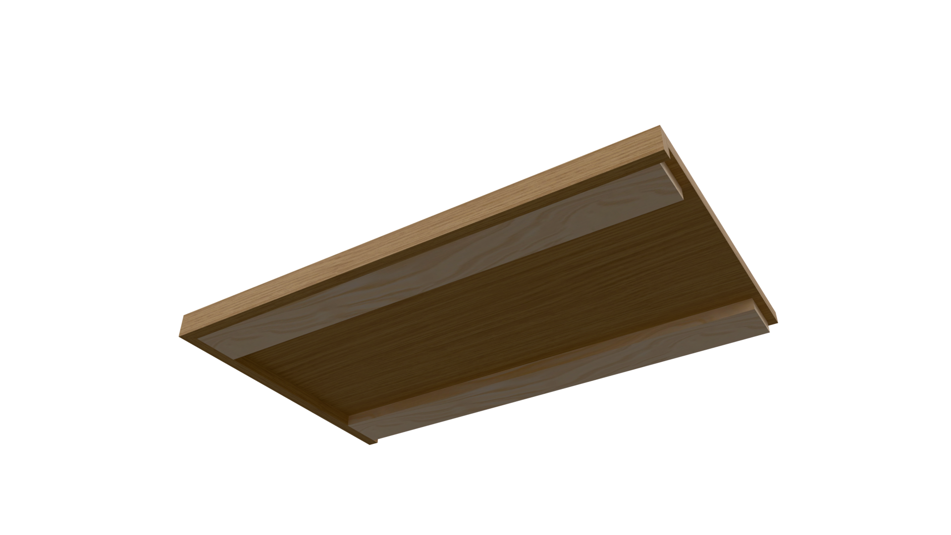 Bottom view of the Wood Top with Nosing in Mozaik Software with right side wall scribe applied