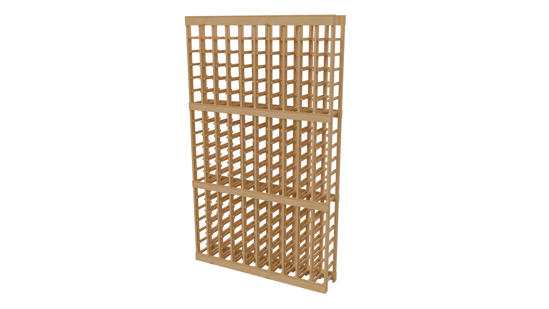 ront view of a full-width parametric wine rack designed in Mozaik Software; adjustable rows, columns, and overall size.