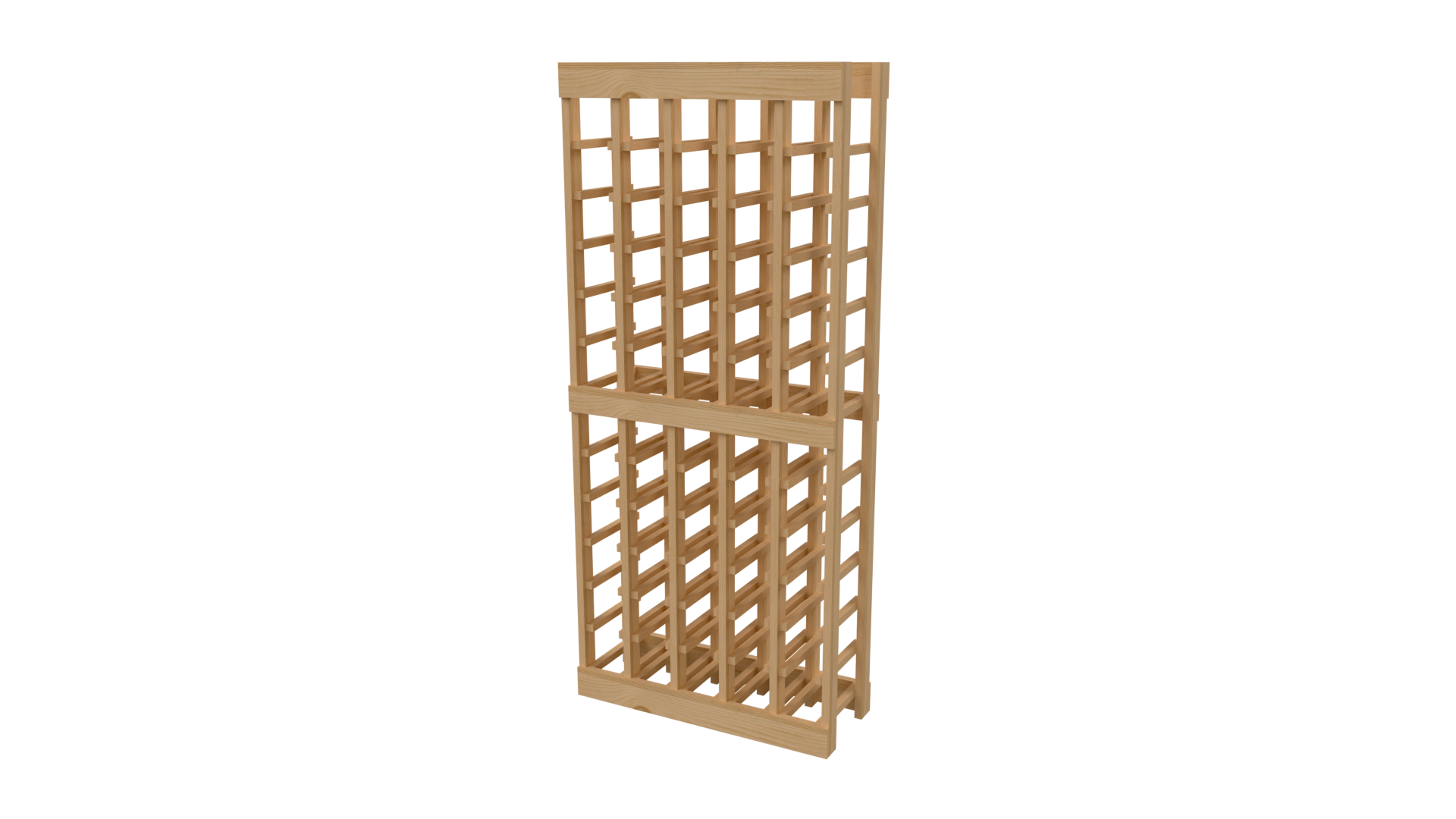 Compact front view of the Mozaik Software parametric wine rack; customizable rows/columns and cabinet-ready parts